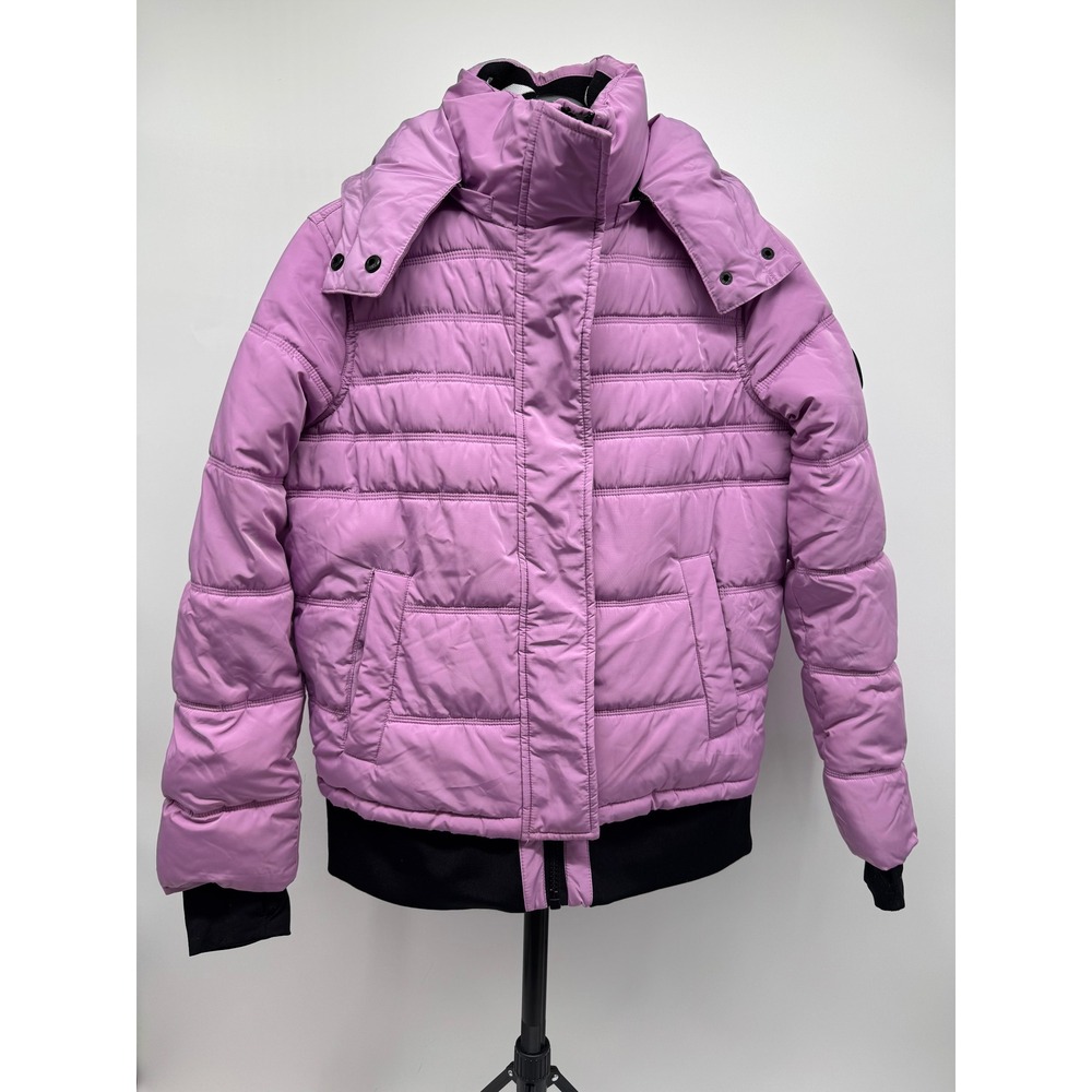 DKNY Sport Womens Orchid Purple Hooded Puffer Jacket Size Small RN68596